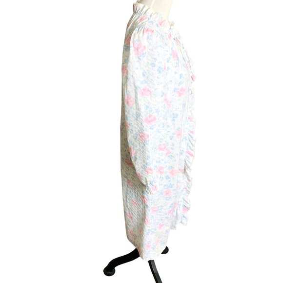 VTG Miss Elaine Womens Nightgown Size XS Floral Snap Front Long Sleeve Pockets - Picture 5 of 13